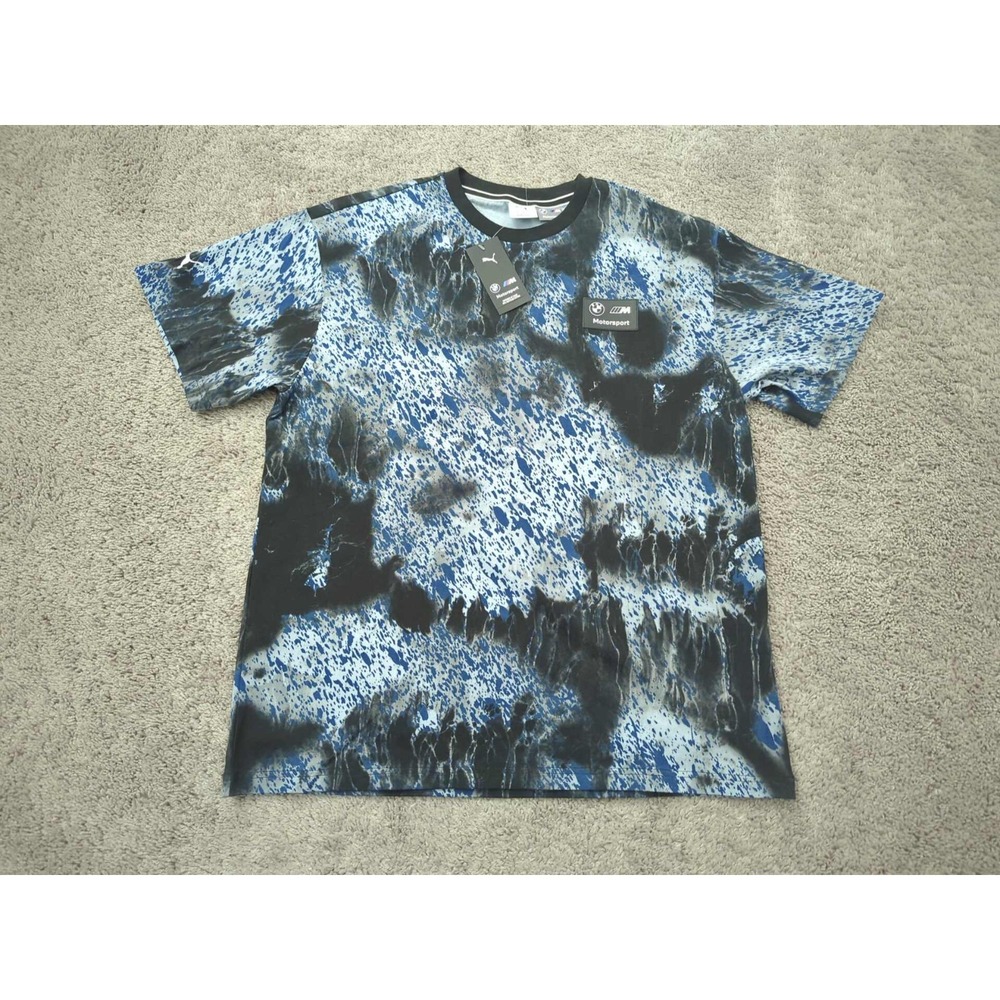 Puma X BMW M Motorsport T Shirt Mens L Color Splash Allover Print Car Racing NEW